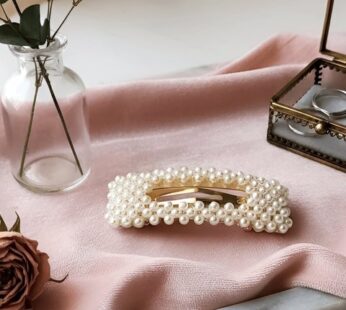 Edel Rectangular Pearl Hair Clip (White)